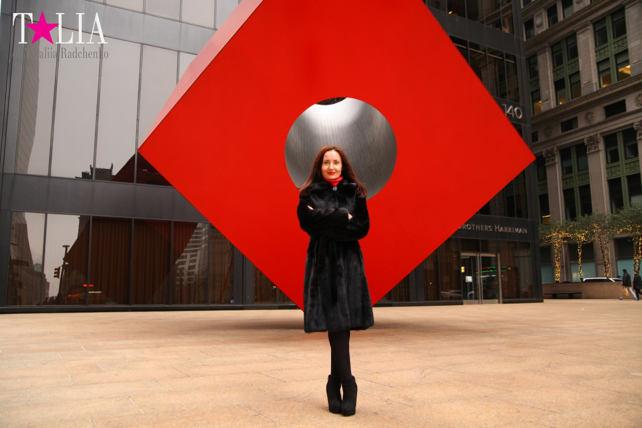 The Red Cube in Financial District of Manhattan, New York