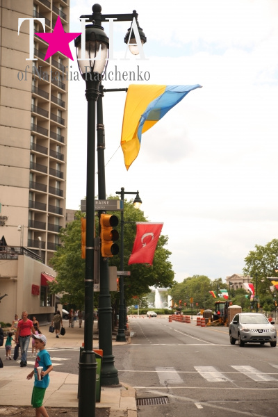 Украинский флаг на Аллее флагов, Филадельфия, США