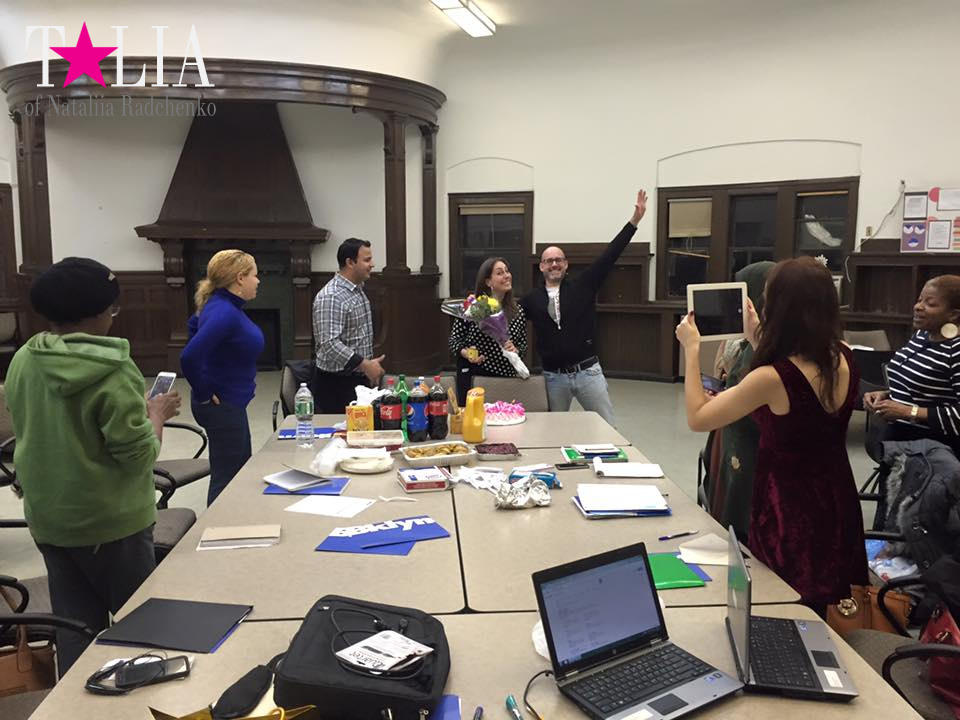 There is our English class at the Brooklyn Public Library, New York