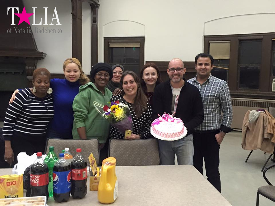 There is our English class at the Brooklyn Public Library, New York