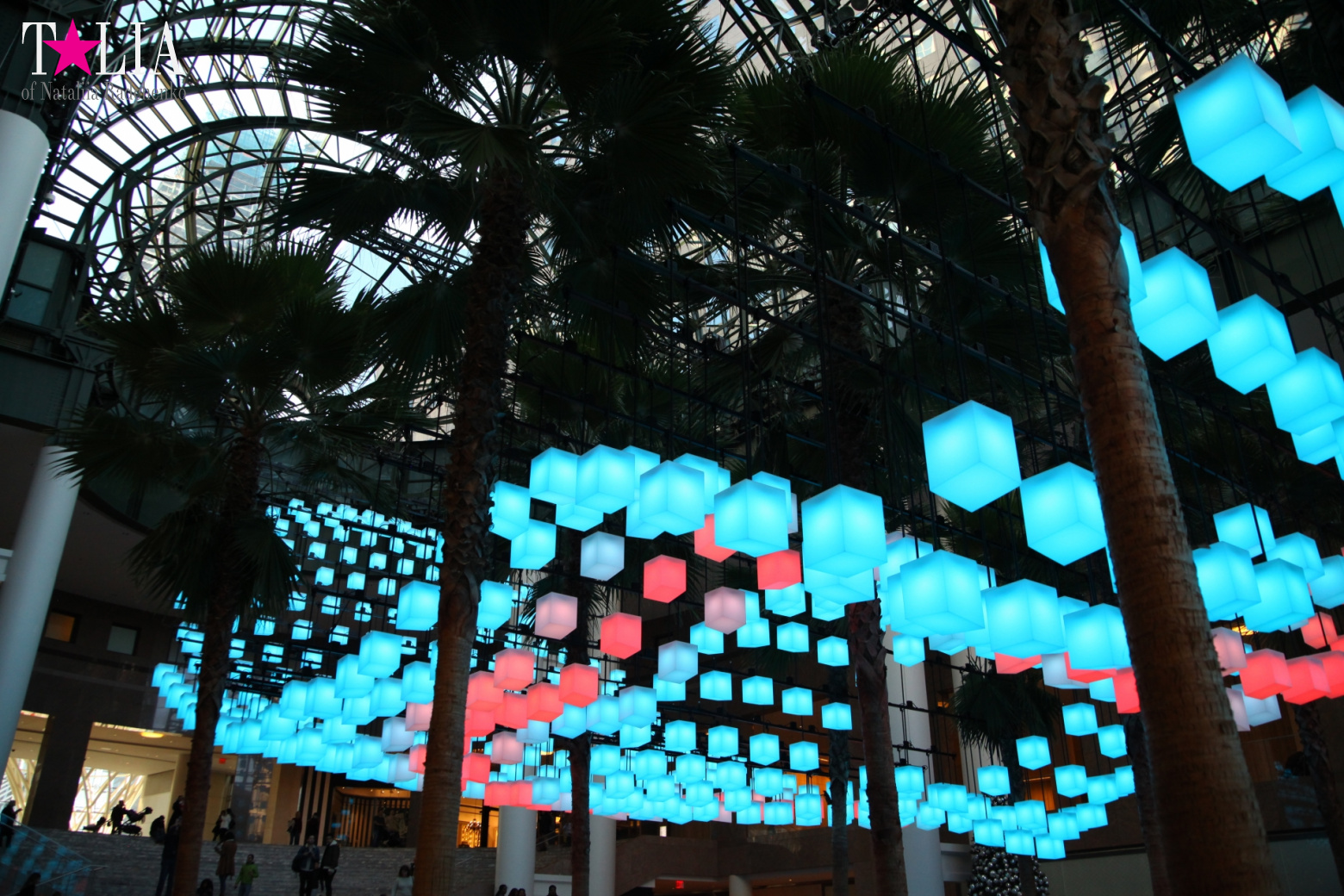 Световая инсталляция Luminaries в Зимнем саду Брукфилд Плейс Всемирного Финансового Центра, Нью-Йорк-Сити