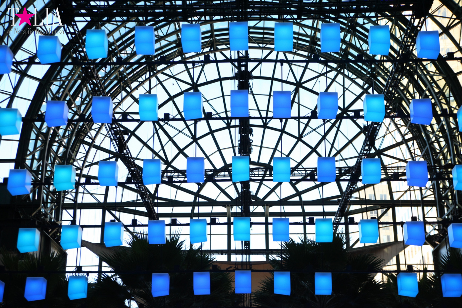 Световая инсталляция Luminaries в Зимнем саду Брукфилд Плейс Всемирного Финансового Центра, Нью-Йорк-Сити