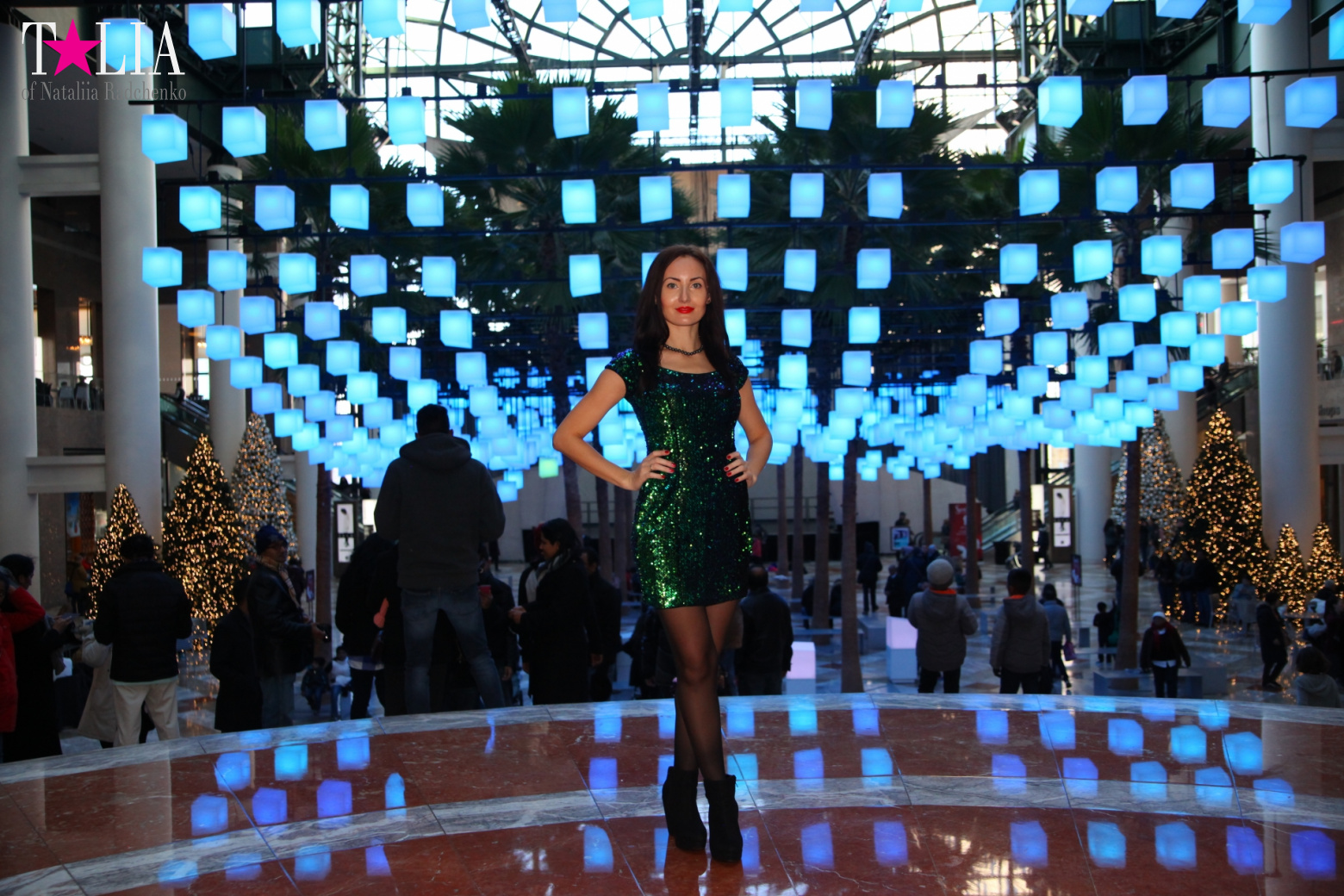 Световая инсталляция Luminaries в Зимнем саду Брукфилд Плейс Всемирного Финансового Центра, Нью-Йорк-Сити