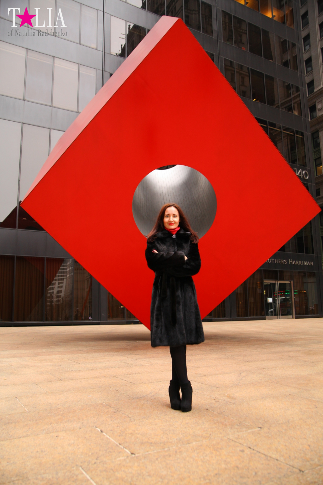 The Red Cube in Financial District of Manhattan, New York