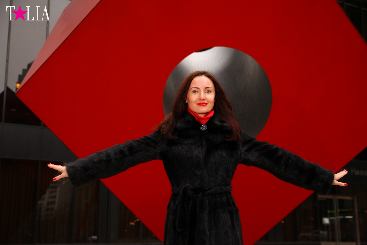 The Red Cube in Financial District of Manhattan, New York