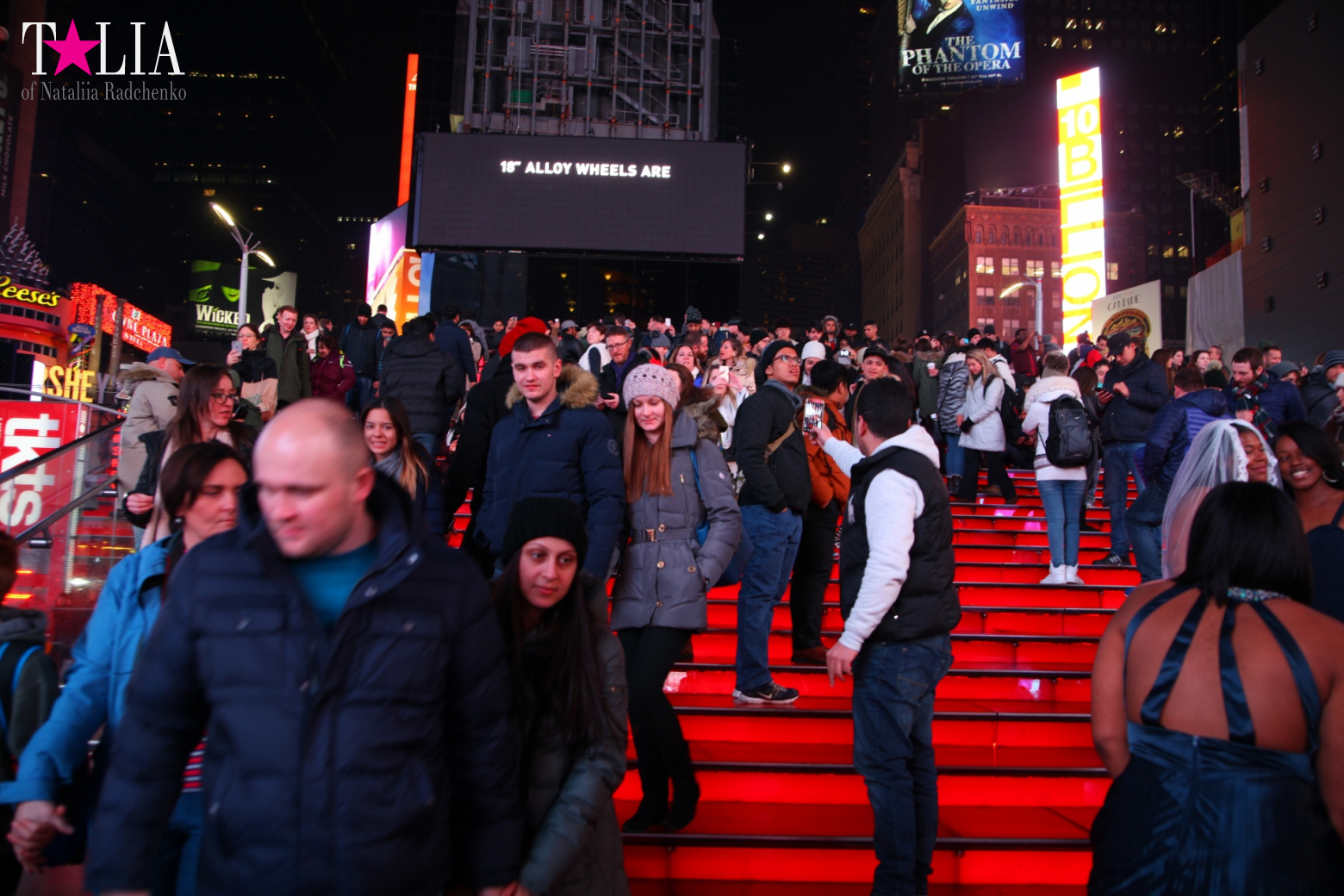 The Heart Sculpture for Valentine's Day and the Red Stairs Duffy in Times Square