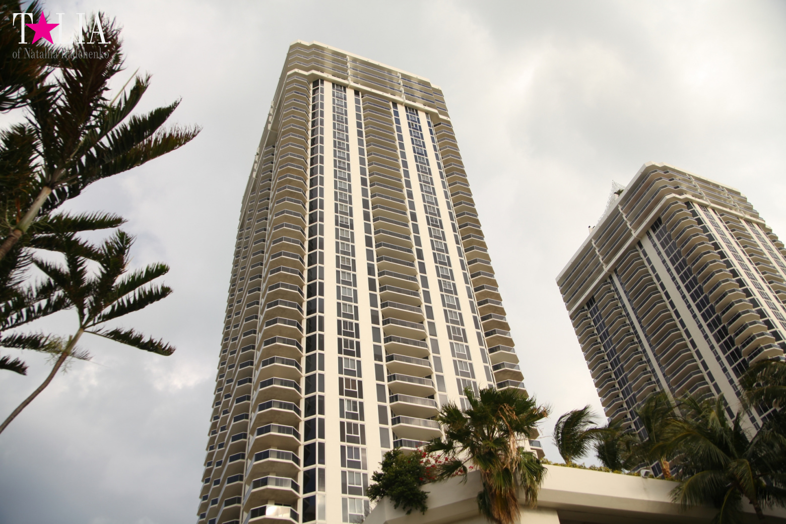 Yachts, Palms, Bay - The promenade of Middle Miami Beach, Collins Avenue