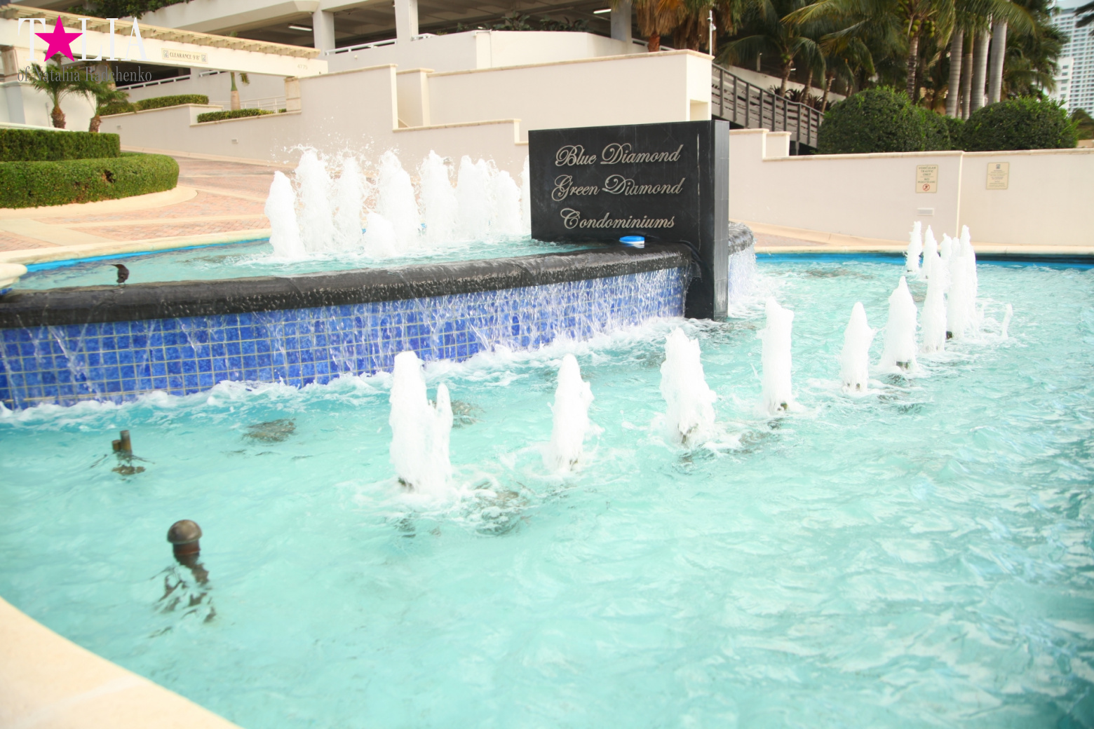 Yachts, Palms, Bay - The promenade of Middle Miami Beach, Collins Avenue